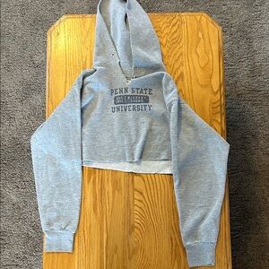 EXCHANGE Gray Cropped Hoodie